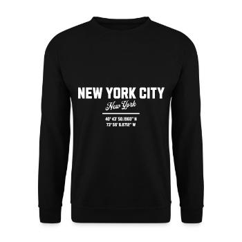 Koordinaten Von New York City - Unisex Pullover - Schwarz - Vorne - Alina (178cm) & Michal (187cm)