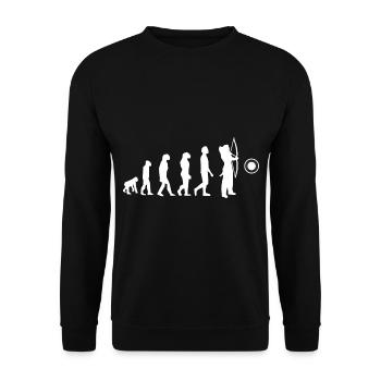 Evolution des Bogenschießens - Unisex Pullover - Schwarz - Vorne - Alina (178cm) & Michal (187cm)