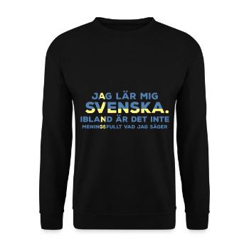 Learn Swedish - Unisex Sweatshirt - black - Front - Alina (178cm) & Michal (187cm)