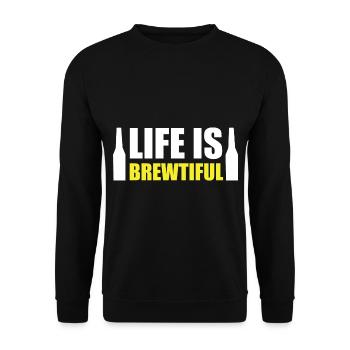 Bier macht das Leben schöner - Unisex Pullover - Schwarz - Vorne - Alina (178cm) & Michal (187cm)