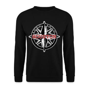Kompass Houston Texas TX USA GPS Koordinaten - Unisex Pullover - Schwarz - Vorne - Alina (178cm) & Michal (187cm)
