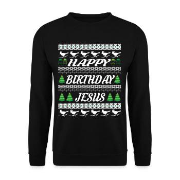Christmas Weihnachten - Unisex Pullover - Schwarz - Vorne - Alina (178cm) & Michal (187cm)