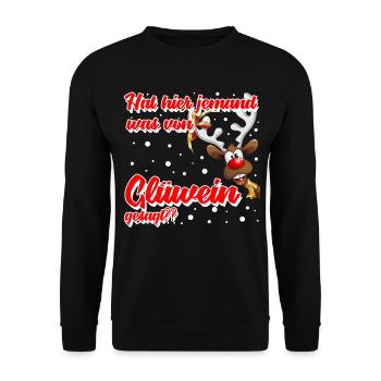 Glühwein Weihnachtsmarkt - Lustiger Spruch - Unisex Pullover - Schwarz - Vorne - Alina (178cm) & Michal (187cm)