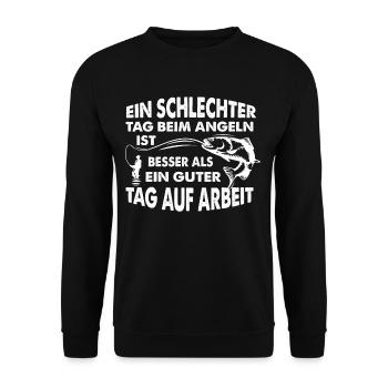 Angeln Anglerspruch lustiger Angler Spruch Fischer - Unisex Pullover - Schwarz - Vorne - Alina (178cm) & Michal (187cm)