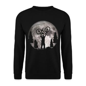 MTB - Mond - Mountainbiker - Unisex Pullover - Schwarz - Vorne - Alina (178cm) & Michal (187cm)