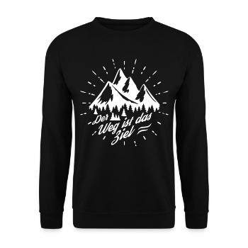 Der Weg ist das Ziel - Berge - Wandern - Outdoor - Unisex Pullover - Schwarz - Vorne - Alina (178cm) & Michal (187cm)