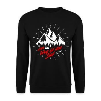 Der Weg ist das Ziel - Berge - Wandern - Camping - Unisex Pullover - Schwarz - Vorne - Alina (178cm) & Michal (187cm)