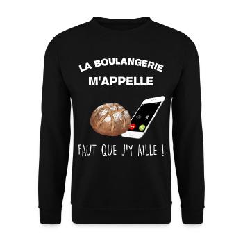 Boulanger humour pain - Sweat-shirt Unisexe - noir - Devant - Alina (178cm) & Michal (187cm)