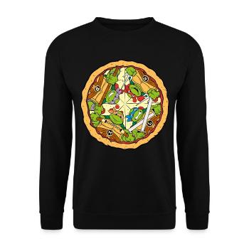 Les Tortues Ninja Pizza - Sweat-shirt Unisexe - noir - Devant - Alina (178cm) & Michal (187cm)