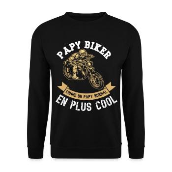 papy biker - Sweat-shirt Unisexe - noir - Devant - Alina (178cm) & Michal (187cm)