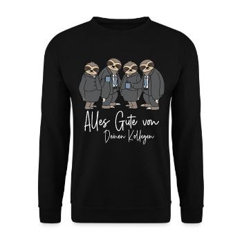Alles Gute Abschied Kollege Lustig Arbeitskollege - Unisex Pullover - Schwarz - Vorne - Alina (178cm) & Michal (187cm)