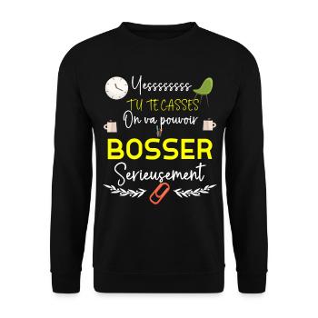 Collègue Départ Message Tu Te Casses - Sweat-shirt Unisexe - noir - Devant - Alina (178cm) & Michal (187cm)