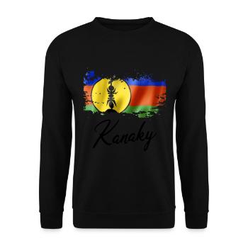 Herren Kanak Neukaledonien Grunge Flagge - Unisex Pullover - Schwarz - Vorne - Alina (178cm) & Michal (187cm)