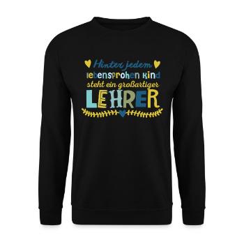 Grossartiger Lehrer - Unisex Pullover - Schwarz - Vorne - Alina (178cm) & Michal (187cm)