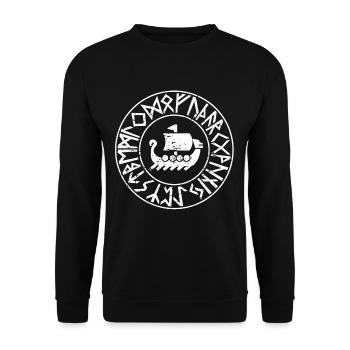 Viking ship - Unisex Sweatshirt - black - Front - Alina (178cm) & Michal (187cm)