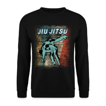 Vintage Jiu Jitsu Kampfsport - Unisex Pullover - Schwarz - Vorne - Alina (178cm) & Michal (187cm)