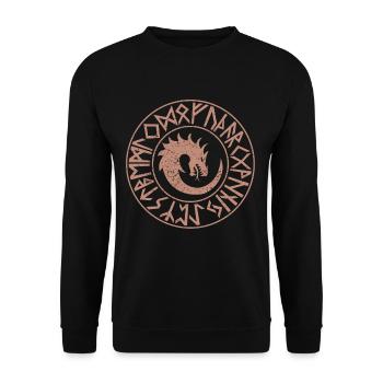 Jörmungandr Midgard snake Futhark runes - Unisex Sweatshirt - black - Front - Alina (178cm) & Michal (187cm)