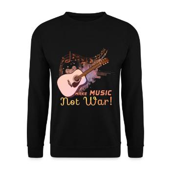 Make Music Not War Gitarrist Spruch - Unisex Pullover - Schwarz - Vorne - Alina (178cm) & Michal (187cm)