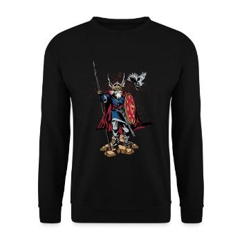 Viking warrior Odin Norse mythology - Unisex Sweatshirt - black - Front - Alina (178cm) & Michal (187cm)