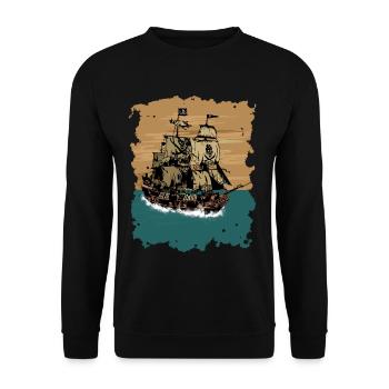 pirate ship - Unisex Sweatshirt - black - Front - Alina (178cm) & Michal (187cm)