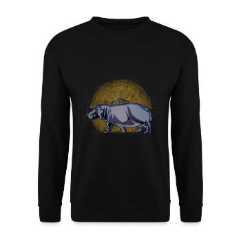 hippopotamus - Unisex Sweatshirt - black - Front - Alina (178cm) & Michal (187cm)