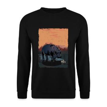 hippo - Unisex Sweatshirt - black - Front - Alina (178cm) & Michal (187cm)