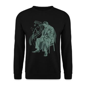 Klarinette Musiker Instrument Geschenk - Unisex Pullover - Schwarz - Vorne - Alina (178cm) & Michal (187cm)