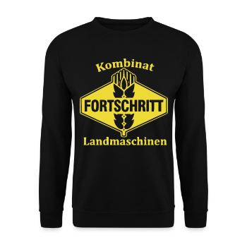 FORTSCHRITT DDR Kombinat Landmaschinen - Unisex Pullover - Schwarz - Vorne - Alina (178cm) & Michal (187cm)
