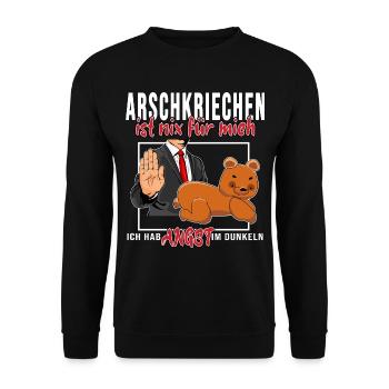 arbeiter meme arschkriechen is nix für mich be you - Unisex Pullover - Schwarz - Vorne - Alina (178cm) & Michal (187cm)