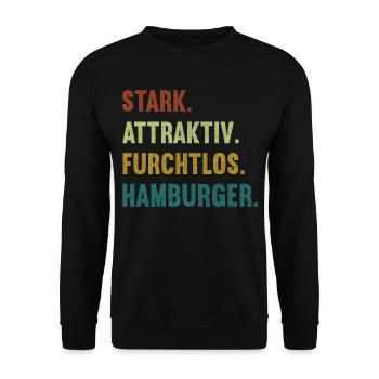 Stark Attraktiv Furchtlos Hamburger Hamburg Hanse - Unisex Pullover - Schwarz - Vorne - Alina (178cm) & Michal (187cm)