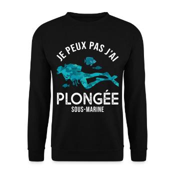 plongée je peux pas j ai plongée sous marine sport - Sweat-shirt Unisexe - noir - Devant - Alina (178cm) & Michal (187cm)