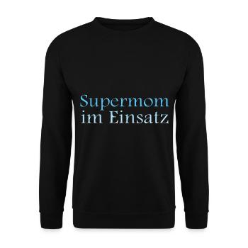 Supermom im Einsatz - Unisex Pullover - Schwarz - Vorne - Alina (178cm) & Michal (187cm)