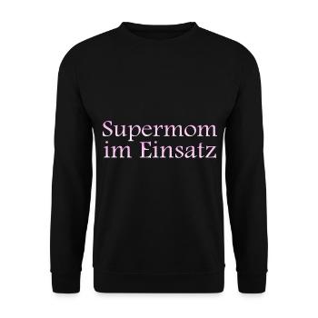 Supermom im Einsatz - Unisex Pullover - Schwarz - Vorne - Alina (178cm) & Michal (187cm)