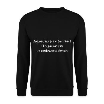 Aujourd’hui je ne fais rien - Sweat-shirt Unisexe - noir - Devant - Alina (178cm) & Michal (187cm)