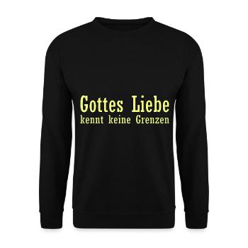 Gottes Liebe kennt keine Grenzen - Unisex Pullover - Schwarz - Vorne - Alina (178cm) & Michal (187cm)