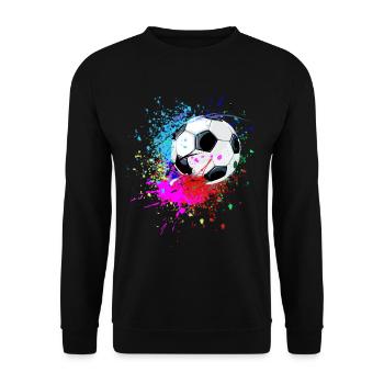 Bunter Fußball Splash Design - Unisex Pullover - Schwarz - Vorne - Alina (178cm) & Michal (187cm)
