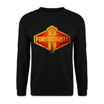 Fortschritt DDR Kombinat Landmaschinen Retro - Unisex Pullover - Schwarz - Vorne - Alina (178cm) & Michal (187cm)