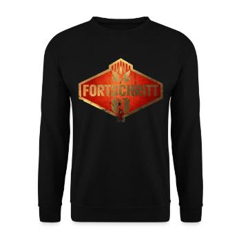 Fortschritt DDR Kombinat Landmaschinen Vintage - Unisex Pullover - Schwarz - Vorne - Alina (178cm) & Michal (187cm)