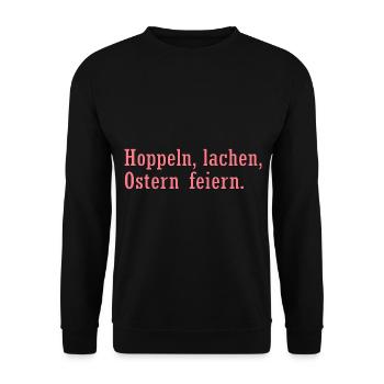 Hoppeln, Lachen, Ostern Feiern - Unisex Pullover - Schwarz - Vorne - Alina (178cm) & Michal (187cm)