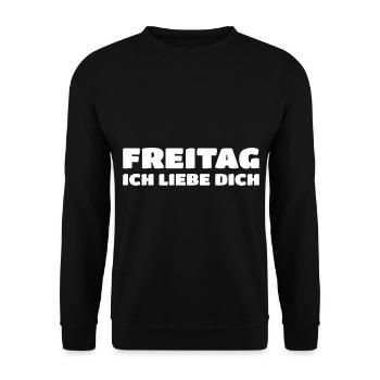Freitag, Ich Liebe Dich - Unisex Pullover - Schwarz - Vorne - Alina (178cm) & Michal (187cm)