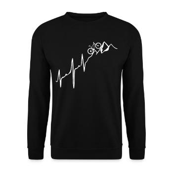 Fahrrad + Berge - Heartbeat - Unisex Pullover - Schwarz - Vorne - Alina (178cm) & Michal (187cm)