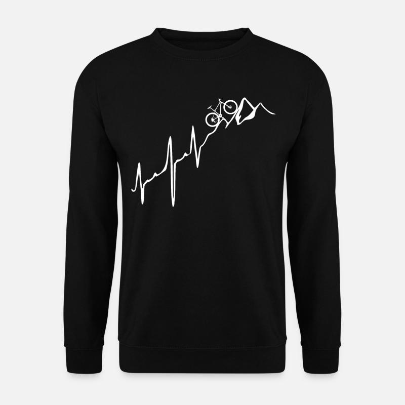 Fahrrad + Berge - Heartbeat - Unisex Pullover - Schwarz