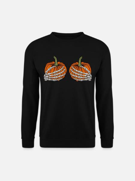 Halloween Skelett Kürbis Brüste - Unisex Pullover - Schwarz