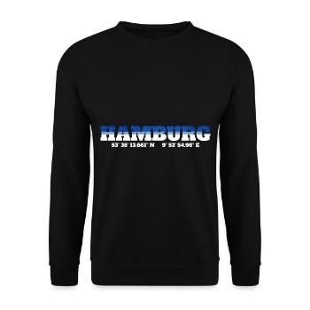 Hamburger Koordinaten Hamburg - Unisex Pullover - Schwarz - Vorne - Alina (178cm) & Michal (187cm)