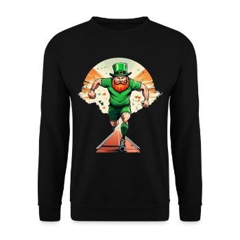 St. Patrick's Day Kleeblatt Laufen - Unisex Pullover - Schwarz - Vorne - Alina (178cm) & Michal (187cm)