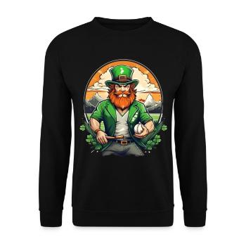 St. Patrick's Day Shamrock Baseball - Unisex Sweatshirt - black - Front - Alina (178cm) & Michal (187cm)