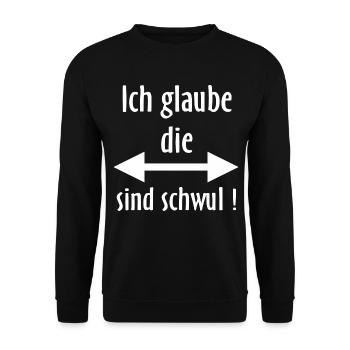 FD - Ich glaube die sind schwul - Pfeil rechts - Unisex Pullover - Schwarz - Vorne - Alina (178cm) & Michal (187cm)