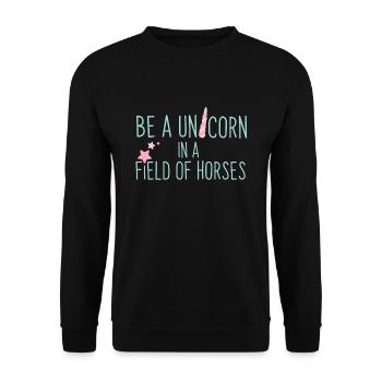 BA A UNICORN IN A FIELD OF HORSES - Unisex Sweatshirt - black - Front - Alina (178cm) & Michal (187cm)