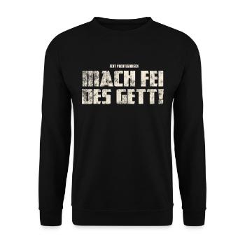 Original Vogtländisch Mach Fei Des Gett! - Unisex Pullover - Schwarz - Vorne - Alina (178cm) & Michal (187cm)