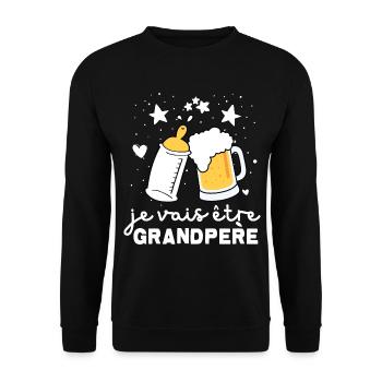 Schwangerschaft Humor Opa Geschenk Zukunft Opa 2024 - Unisex Pullover - Schwarz - Vorne - Alina (178cm) & Michal (187cm)